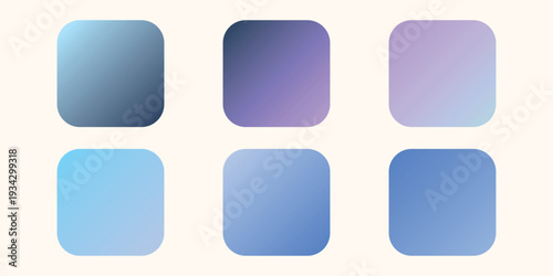 Gradient collection, shiny rainbow hologram. Holographic foil texture, blue, pink, green. yellow gradation. Catalog of samples palettes in RGB HEX. Vector set for frame, border, other design.