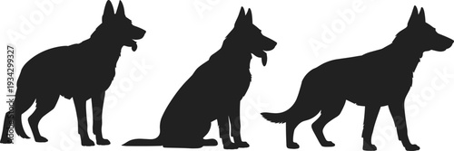 German Shepherd silhouette SVG bundle, standing and sitting dog breed outline set for Cricut cut file, vinyl decal, laser cut design and printable wall art