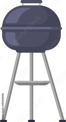 Portable kettle charcoal grill preparing outdoor cooking