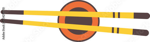 Chopsticks resting on bowl or plate vector illustration