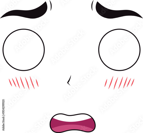 Anime comic face expressing surprised embarrassment blush