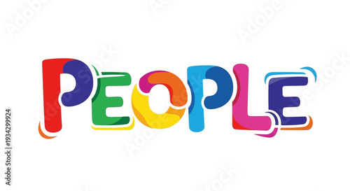 Vibrant colorful letters forming the word People in a creative typography illustration