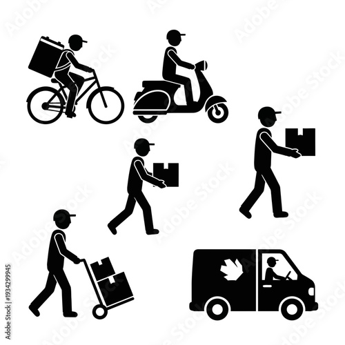 Delivery icons featuring various transportation methods