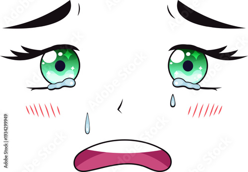 Crying anime character showing sadness and emotional distress