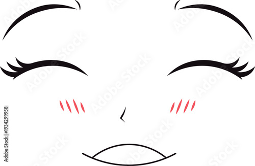 Anime girl character face blushing and smiling