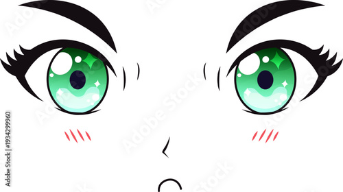 Anime girl green eyes expressing a mad angry concept