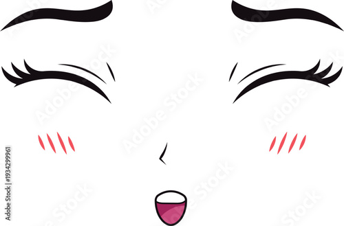 Anime girl face blushing with happy expression