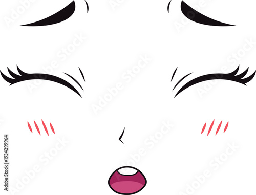 Anime feeling overwhelmed with closed eyes and blush