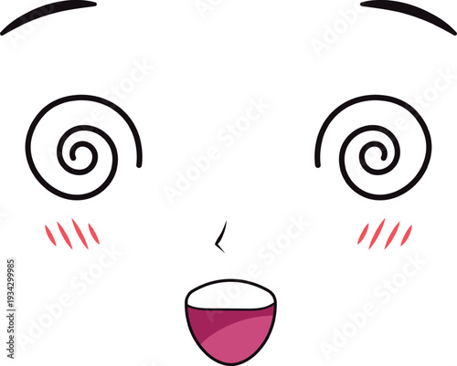 Anime cartoon face dizzy expressing confusion or surprise