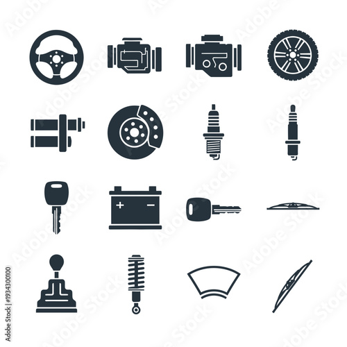 Car parts and tools icons