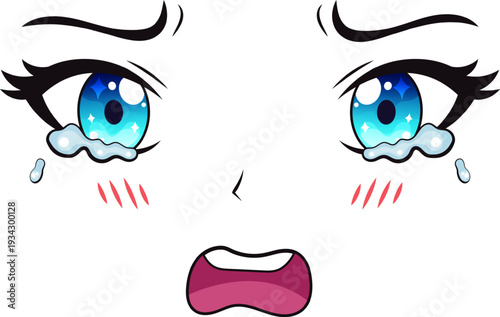 Anime girl face expressing sadness and crying