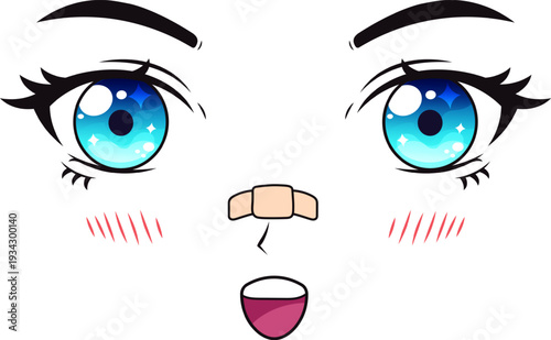 Anime girl face with blush and nose bandage