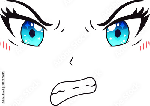 Anime style face showing anger and frustration