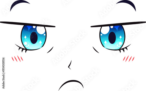 Kawaii anime face showing cute pouting expression