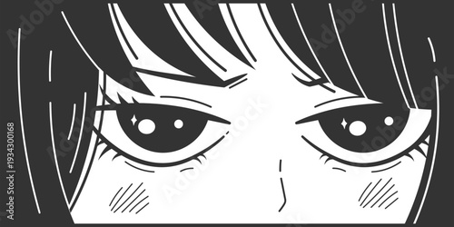 Anime character with wide open eyes showing focus and resolve