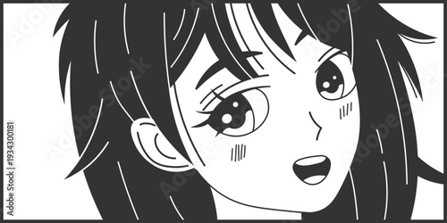 Anime girl expressing surprise happiness with open mouth