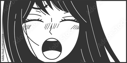 Anime girl character closing eyes yawning vector