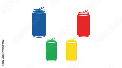 Four colorful soda cans displayed in a row with different vibrant hues