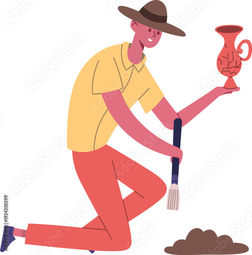 Archeologist discovering ancient artifact during excavation project