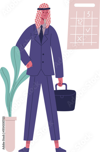 Arab businessman managing schedule and planning appointments