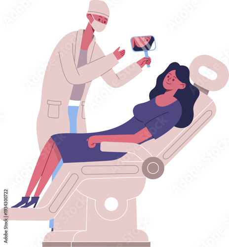 Dentist showing happy patient results after dental checkup