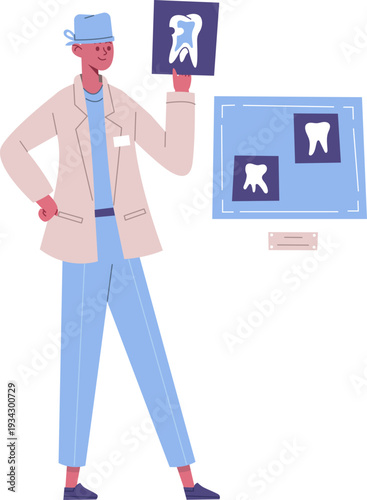 Dentist holding dental x ray for examination