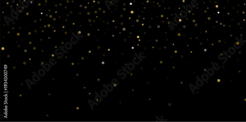 Firework golden confetti pattern background gradient. Vector gold glitter carnival dust texture.