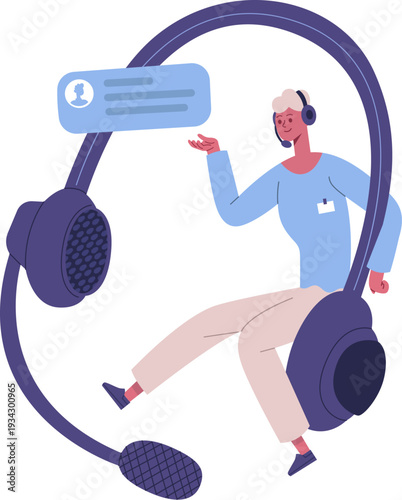 Customer support agent providing online help and communication