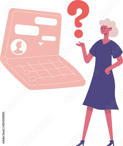 Woman asking questions about online communication and social media