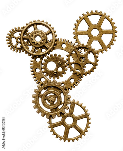 Group of bronze cogwheels