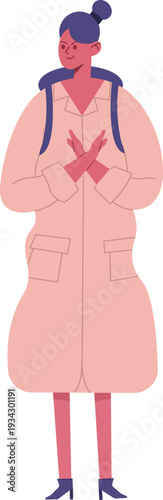 Woman showing stop hand gesture for refusal or denial