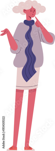 Mature woman thinking making hand gestures contemplating problem