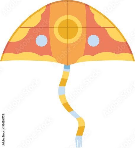 Colorful flying kite toy flat vector illustration