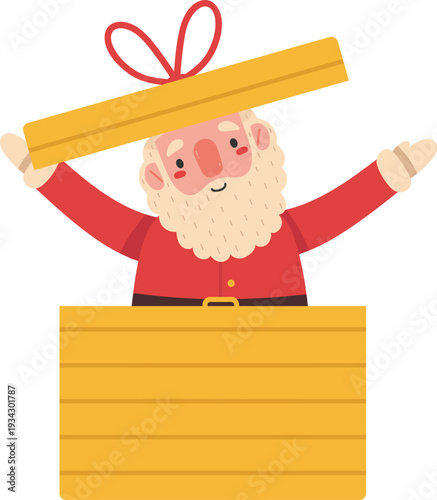 Santa Claus opening a gift box surprise