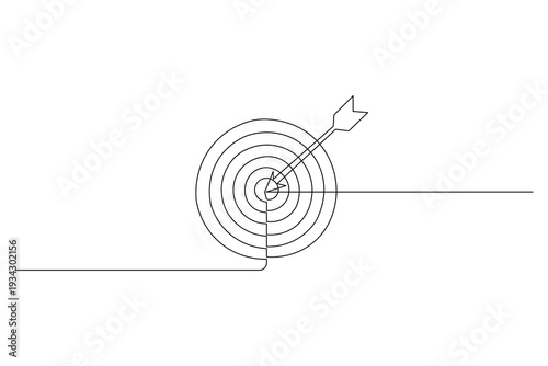 Bullseye precision arrow hits target circle dead center