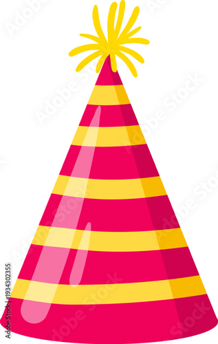 Party hat wearing colorful stripes celebrating happy event