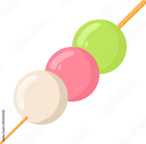 Three color dango traditional Japanese rice dumpling snack