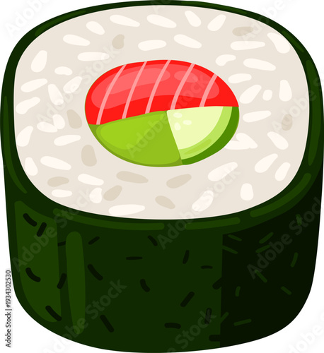 Maki sushi roll containing fresh tuna and cucumber