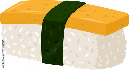 Tamago nigiri sushi presenting Japanese cuisine tradition