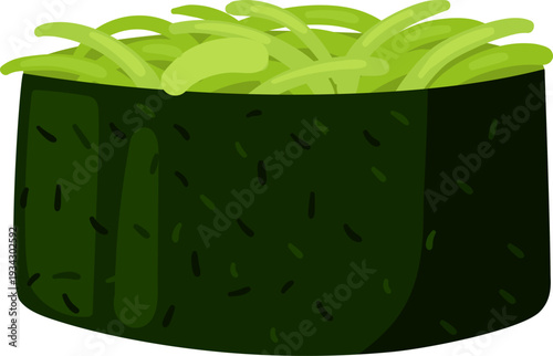 Gunkan maki sushi roll with wakame salad filling