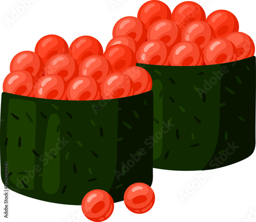 Japanese gunkan maki featuring fresh red salmon roe