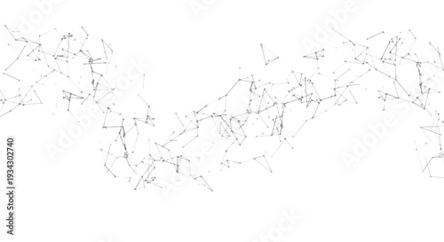 Abstract network connection structure with polygonal nodes lines mesh grid digital technology communication system white minimal background