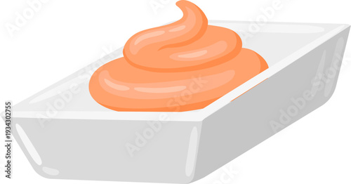 Serving creamy orange sauce in white dish