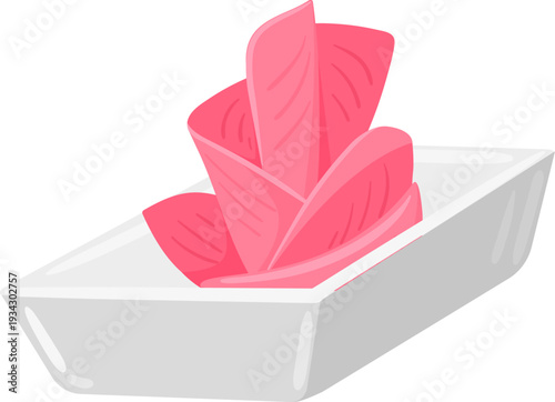 Pickled ginger serving as refreshing sushi condiment