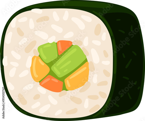 Sushi maki roll with vegetable filling vector