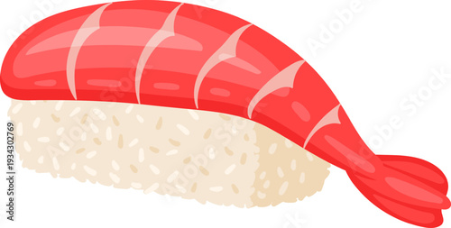 Shrimp nigiri serving traditional Japanese seafood dish