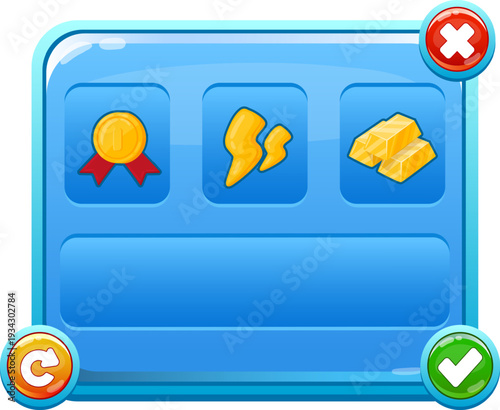 Game interface window displaying achievements rewards and gold