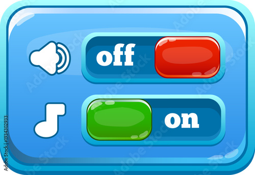 User interface showing sound and music settings toggle