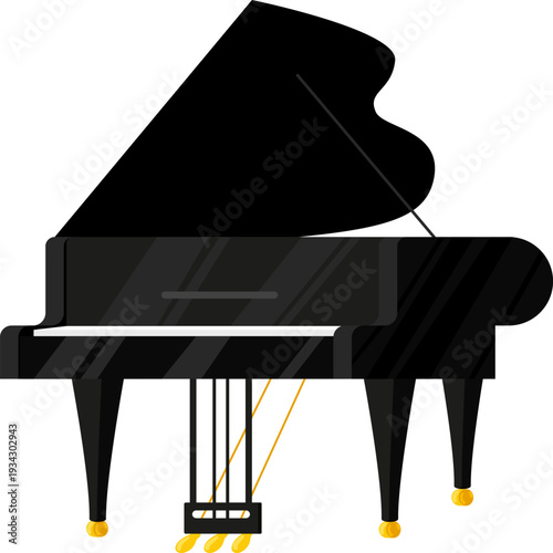 Grand piano playing classical music vector illustration