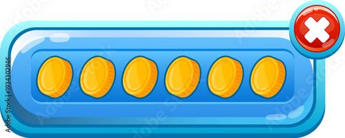 Game interface showing golden coins with close button